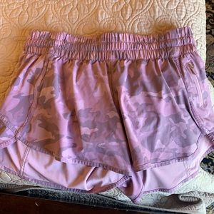 Lululemon Size 12 Pink Camo Tracker Shorts
